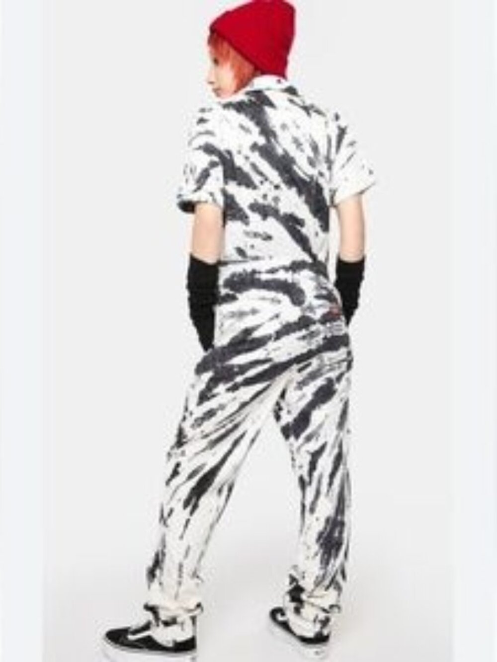 Dickies Short Sleeve Coverall in White Black Tie Dye Size L - Picture 2 of 13